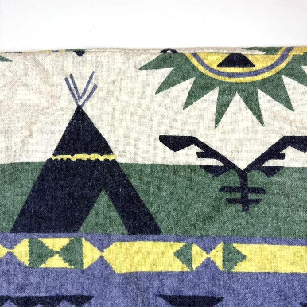 VTG 90s LL Bean Southwestern Teepee Flannel Standard Pillowcase Aztec Geometric
